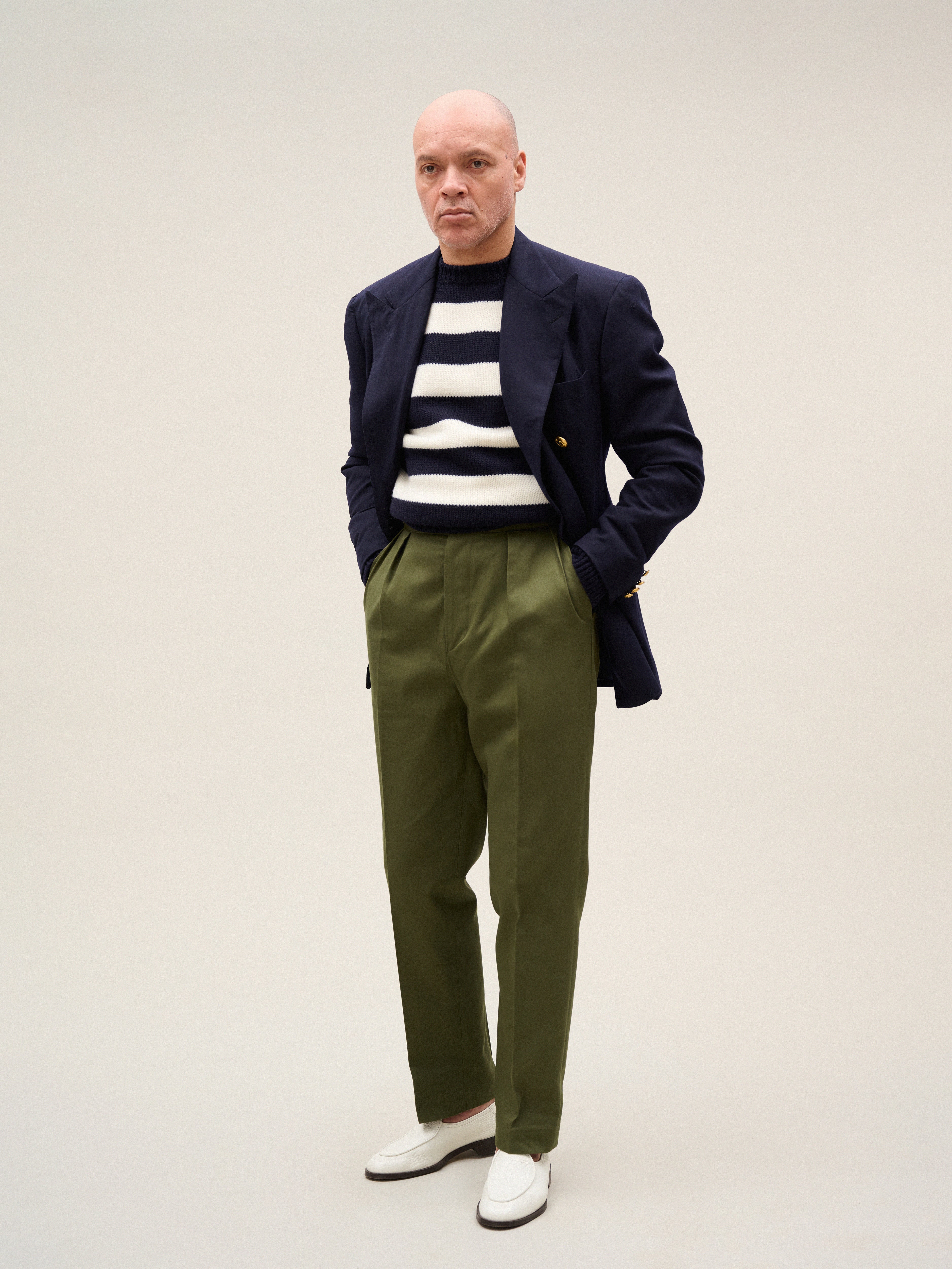 Safi | Dark Olive Cotton Trousers Safi | Dark Olive Cotton Trousers