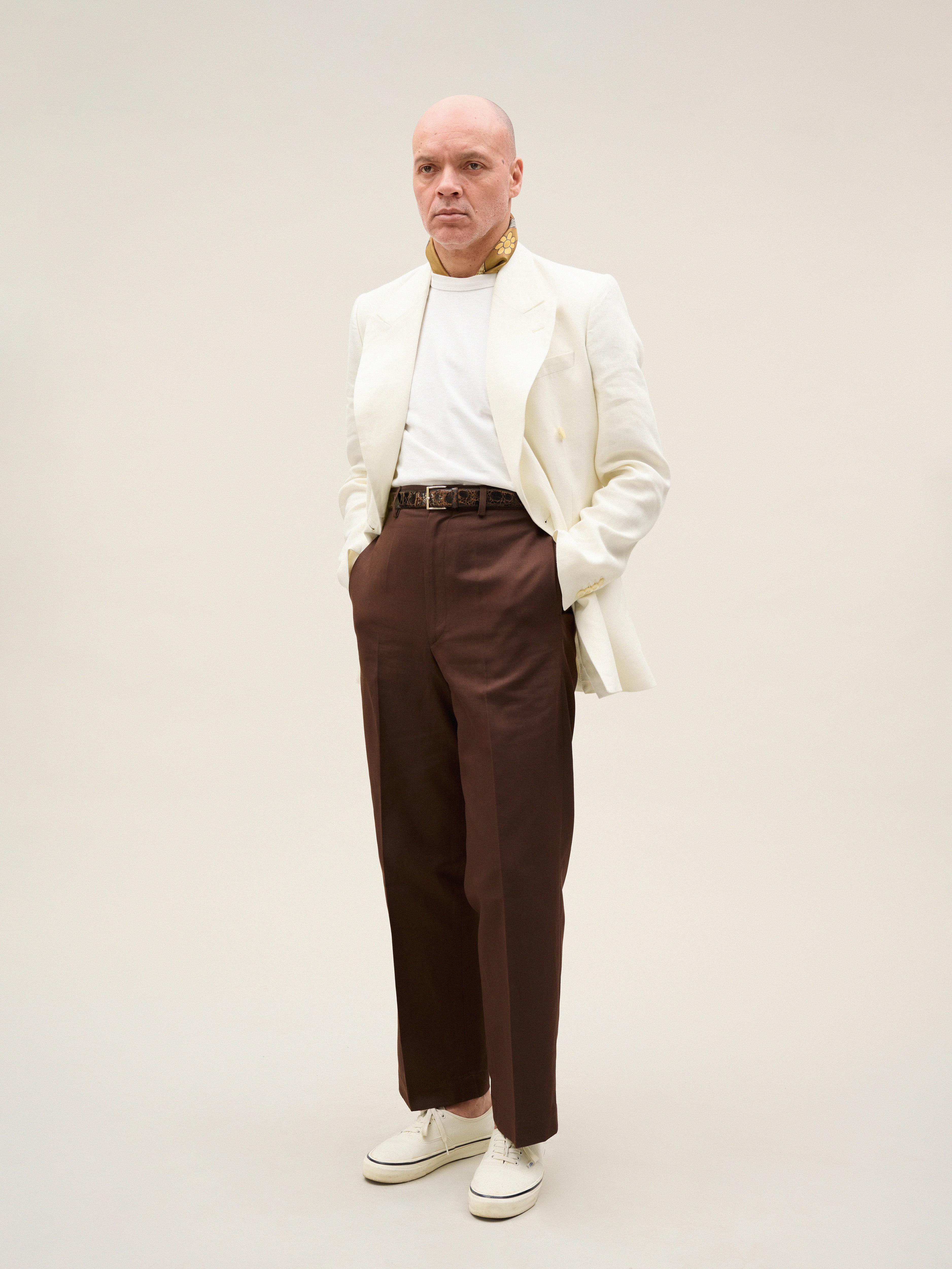 Taza | Brown Cotton/Linen Trousers