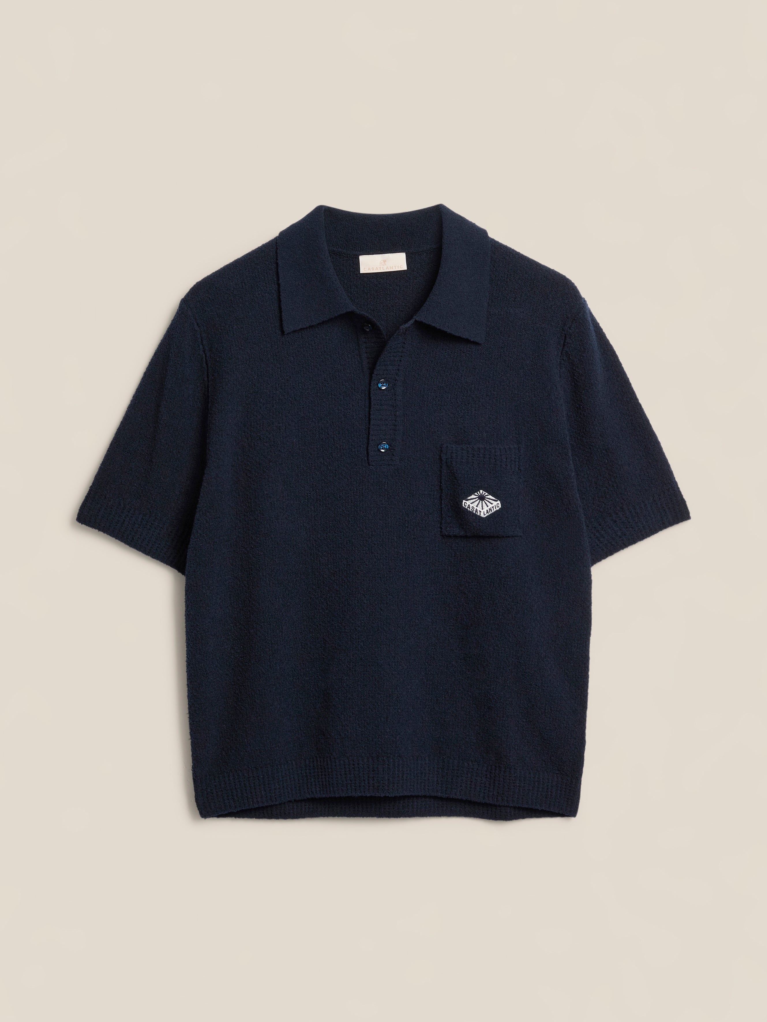 Fès | Navy Bouclé Knit Polo