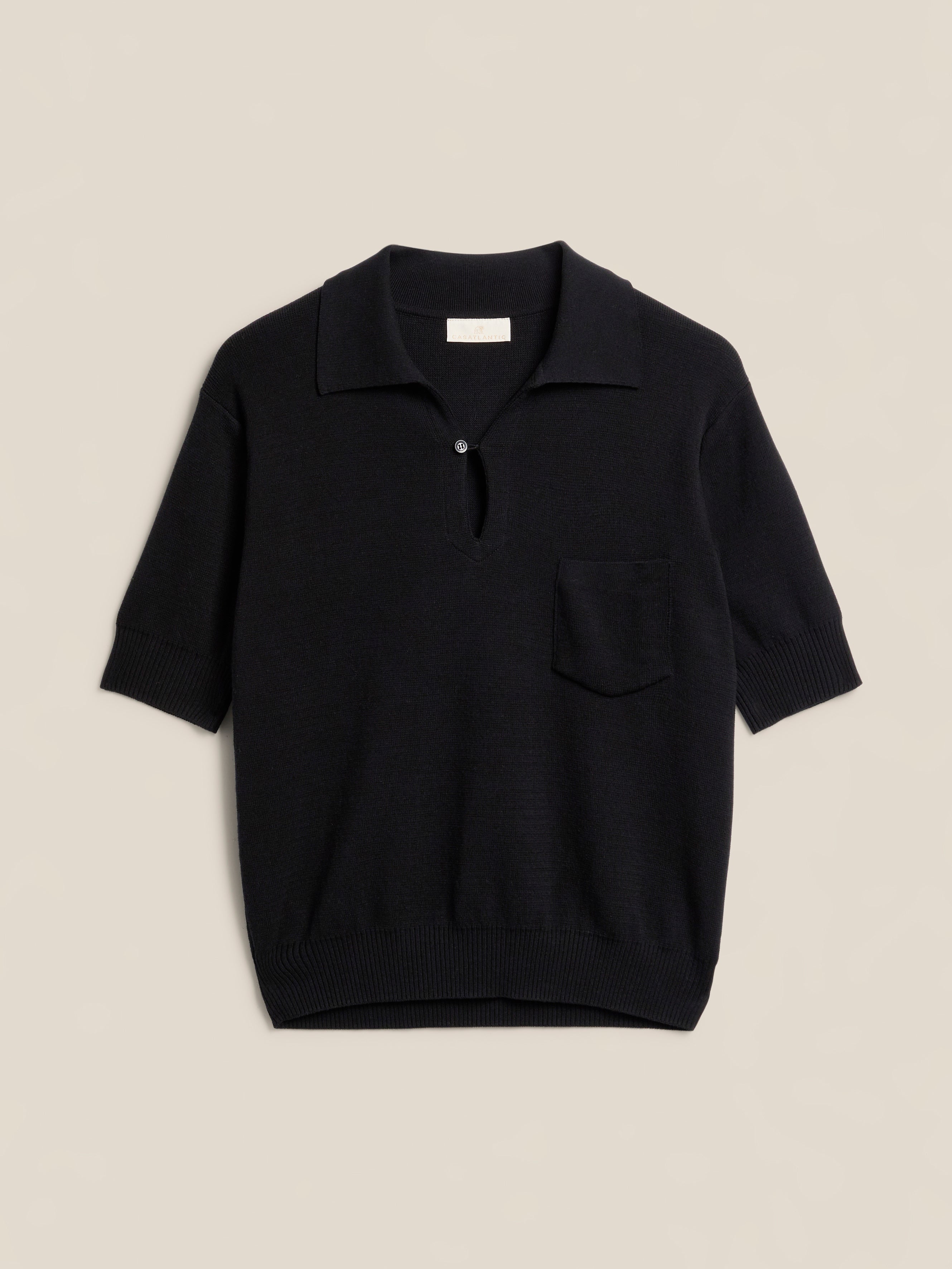 Martil | Black Cotton Knit Polo