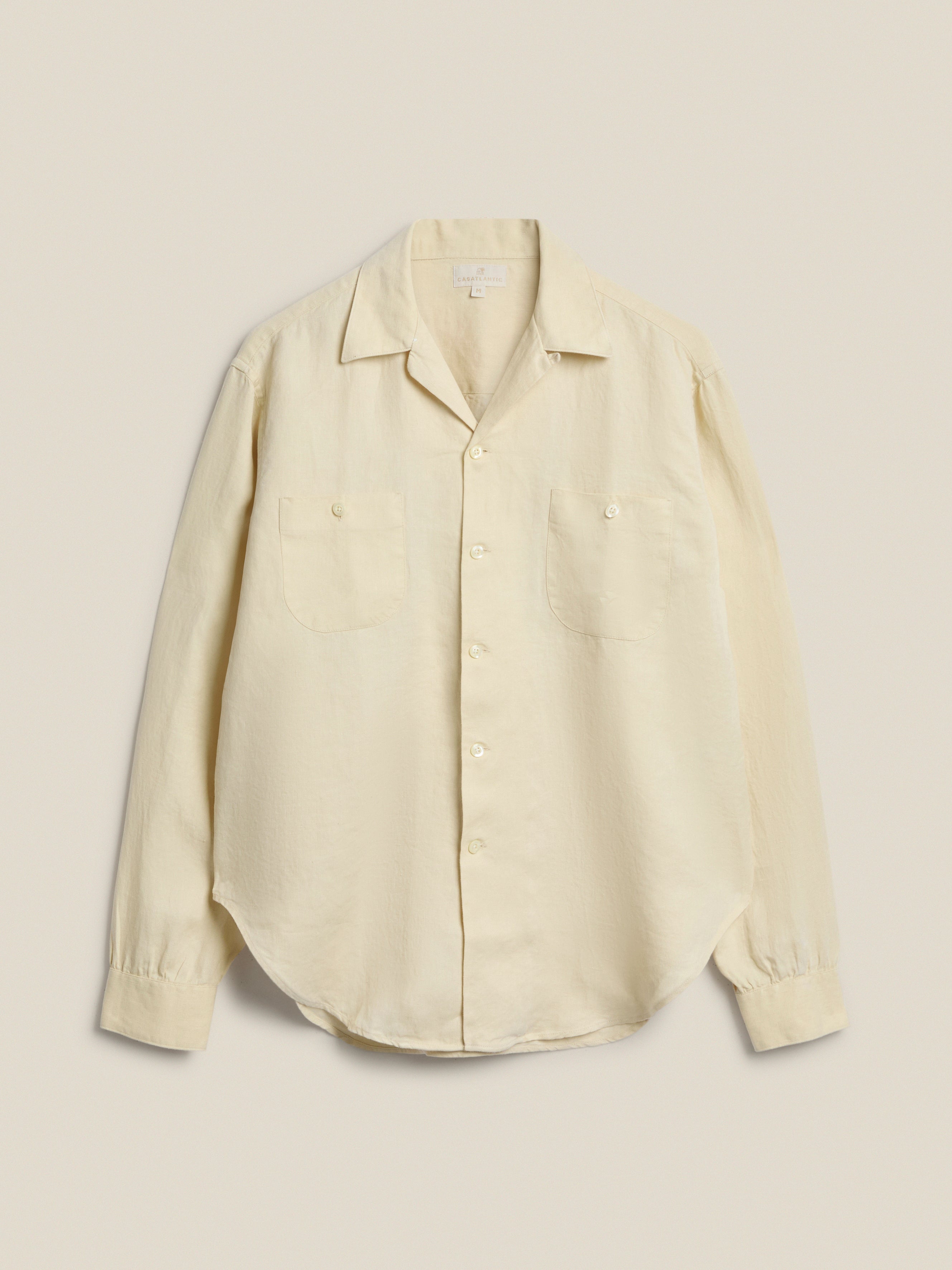 Saka | Antique White Linen Camp Shirt